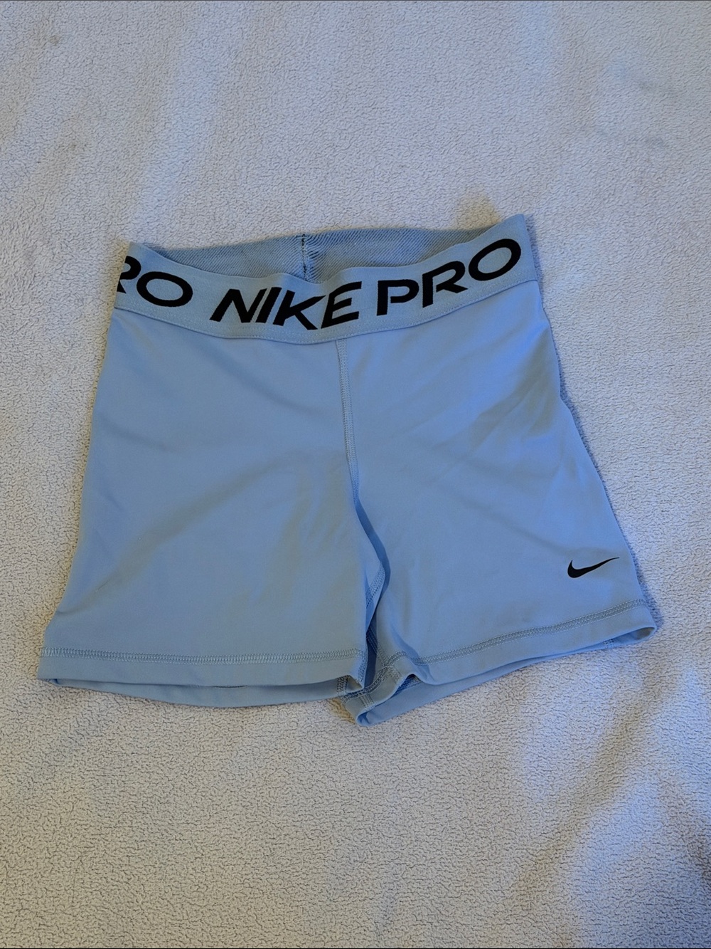 Nike Pro Light Blue Women's Bike Shorts with Branded Waistband